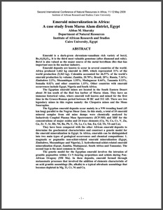 Emerald mineralization in Africa: A case study from Marsa Alam district, Egypt